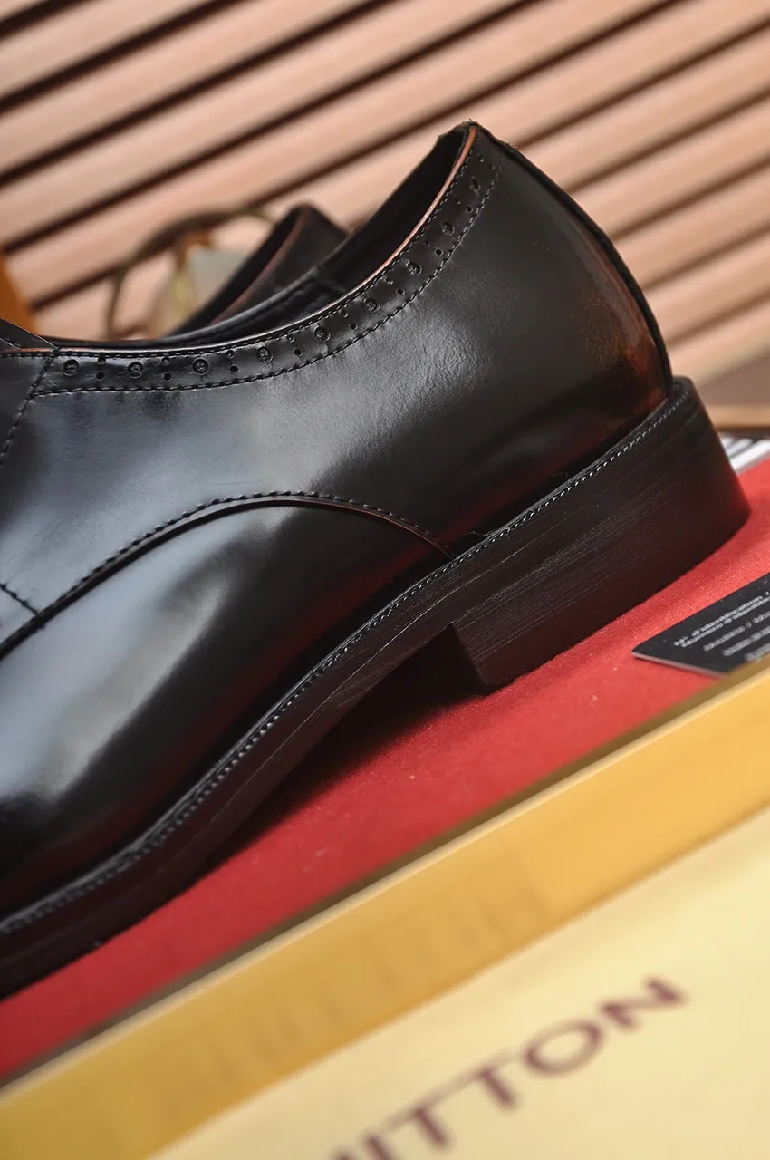 Men's shoes💰460💶【LOUIS VUITTON】(sheepskin lining) new cowhide LV formal shoes🎩🎩❗️🆘made one to one at the counter🎩original quality, imported cowhide upper➕full sheepskin lining➕original rubber outsole, {high quality visible}👣Size: 38-45 (45 custom-made)